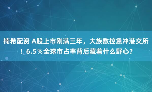 楠希配资 A股上市刚满三年，大族数控急冲港交所！6.5％全球市占率背后藏着什么野心？